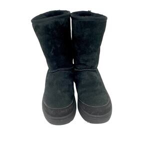 UGG Australia Ultimate Short Boot Women’s Size 7 Black Leather Sheepskin Lining